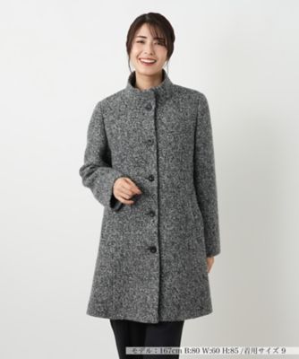 ツイードスタンドカラーコート【Leilian WHITE LABEL