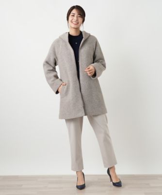 美品 Leilian ステンカラーコート ツイード ウール 着丈115㎝ 9号 ネップツイードステンカラーコート[品番：LAVW0007242]｜Leilian PLUS