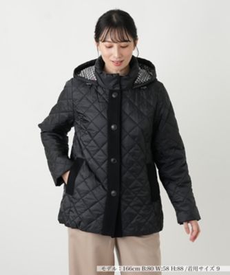 キルティング切替フーデッドコート【Leilian WHITE