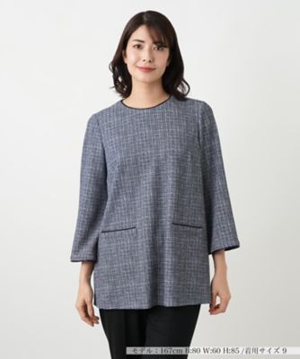 ツイード調チュニックブラウス【Leilian WHITE LABEL
