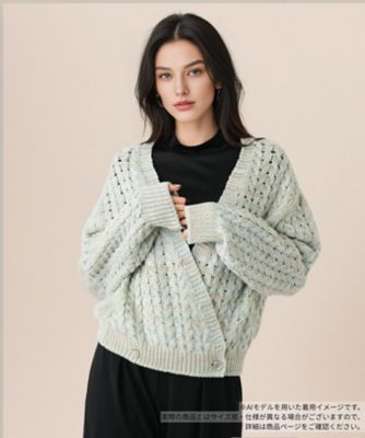 ＜BOURGE (Women)＞ミックスニットＶネックカーディガン