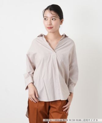 ストライプワイドカラーブラウス【BARBA】 | Leilian (Women
