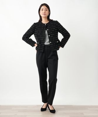 ドットツイードジャケット【セレモニー】【Leilian WHITE