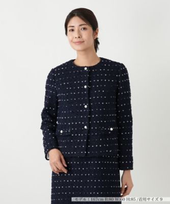 ドットツイードジャケット【セレモニー】【Leilian WHITE