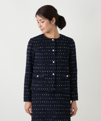 ドットツイードジャケット【セレモニー】【Leilian WHITE