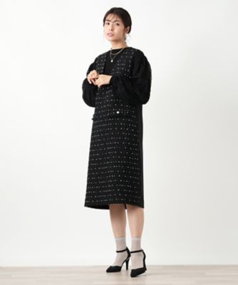 ドットツイードジャンパースカート【セレモニー】【Leilian