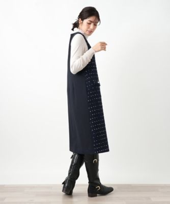 ドットツイードジャンパースカート【セレモニー】【Leilian