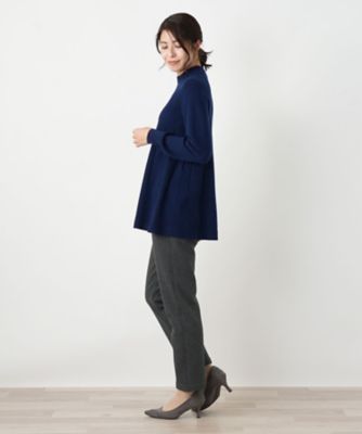 カシミヤ混ケーブルハイネックニット【Leilian WHITE