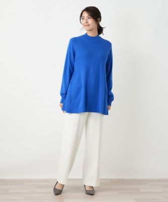 カシミヤ混ケーブルハイネックニット【Leilian WHITE