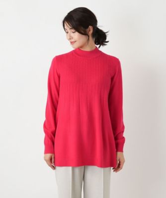 カシミヤ混ケーブルハイネックニット【Leilian WHITE