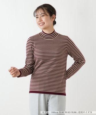 Leilian (Women)/レリアン ハイネックボーダーニット【Leilian WHITE LABEL】78アカ トップス【三越伊勢丹/公式】