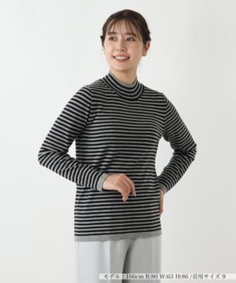 Leilian (Women)/レリアン ハイネックボーダーニット【Leilian WHITE LABEL】99クロ トップス【三越伊勢丹/公式】