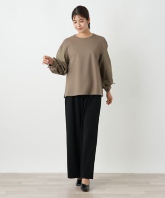 Leilian WHITE LABEL 柄切替 チュニック ブラウス 9 日本製 Leilian