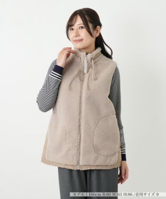 【送料無料】Leilian (Women)/レリアン ボア切替中わたベスト【MUSE BY ROCHAS Premiere】81ベージュ コート・ジャケット【三越伊勢丹/公式】