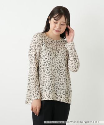 ＜Leilian (Women)＞レオパード柄クルーネックカットソー【ＭＵＳＥ　ＢＹ　ＲＯＣＨＡＳ　Ｐｒｅｍｉｅｒｅ】