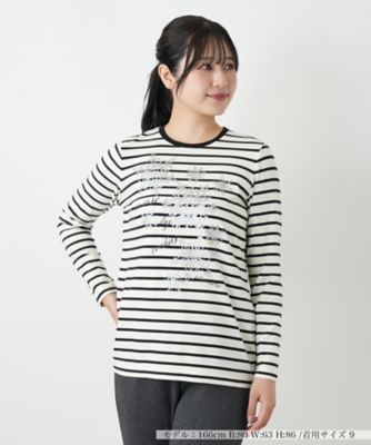 Leilian (Women)/レリアン ボーダーカットソー【MUSE BY ROCHAS Premiere】99クロ トップス【三越伊勢丹/公式】