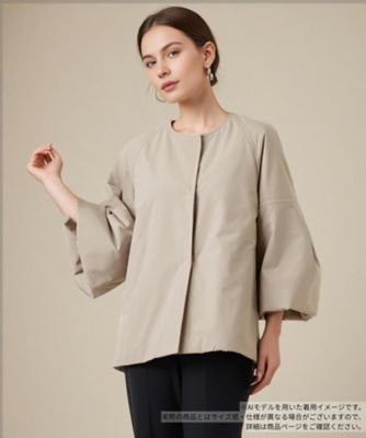 ＜BOURGE (Women)＞【送料無料】ボリュームスリーブノーカラーコート