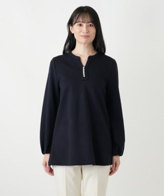 連休セール❗️ 新品未使用　レリアン　チュニック丈トップス 8分袖 ウォッシャブル】プリントチュニックブラウス【プラス企画】|レリアン