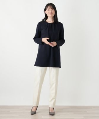 ほぼ未使用 4-5万円極美品♡洗えるとろみ素材ストレッチチュニックブラウス 38 洗えるストレッチチュニックブラウス【Leilian WHITE