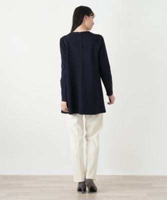 洗えるストレッチチュニックブラウス【Leilian WHITE