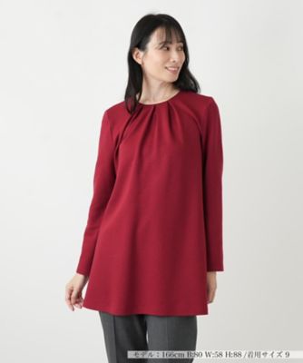 ほぼ未使用 4-5万円極美品♡洗えるとろみ素材ストレッチチュニックブラウス 38 接触冷感】二の腕隠す！Aラインフレアチュニックブラウス - ベルーナ