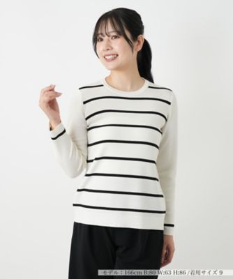 ＜Leilian (Women)＞パネルボーダークルーネックニット