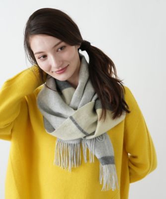 ＜Leilian (Women)＞カシミヤチェックマフラー【２５年１１月カタログ】