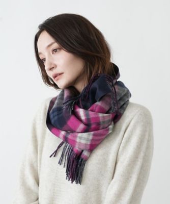 ＜Leilian (Women)＞カシミヤタータンチェックストール【ＪＯＨＮＳＴＯＮＳ】