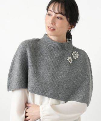 ＜Leilian (Women)＞ラインストーンニットケープ