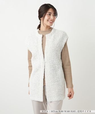 新品 レリアン 定価49500円 ジップロングベスト ベージュ系 サイズ9 ファンシーニットロングベスト | Leilian (Women)/レリアン | 三越