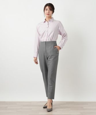 レリアンLEILIAN ゴールドの飾りが素敵なストレッチパンツ15ベージュ未