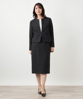 ノーカラースーツ【セレモニー】【Leilian WHITE