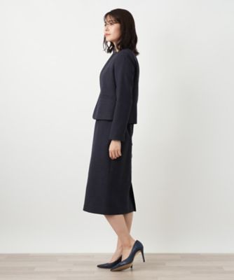 ノーカラースーツ【セレモニー】【Leilian WHITE