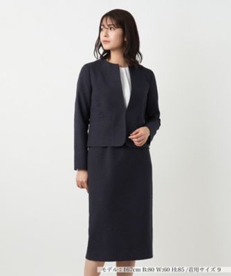 ノーカラースーツ【セレモニー】【Leilian WHITE