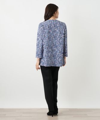 異素材切替ミックスカラーブラウス【Leilian WHITE