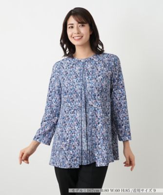 リリアン β【ベータ】　日本製　オーバーシャツ　2素材ミックス 異素材切替ミックスカラーブラウス【Leilian WHITE