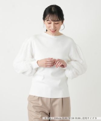 ＜Leilian (Women)＞スリーブ異素材切替ニット