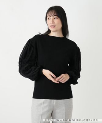 未使用品 レリアン 近年モデル ニット 切り替え トップス 17+ 大きいサイズ スリーブ異素材切替ニット | Leilian (Women)/レリアン | 三越伊勢丹