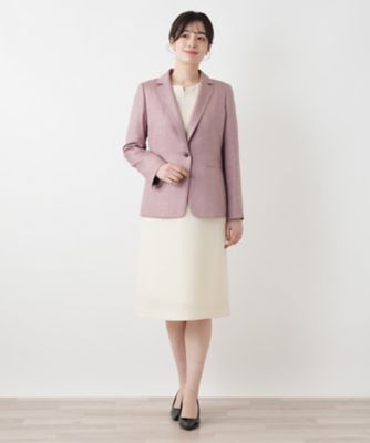 Leilianレリアンノーカラージャケットシルク混 レディース ベージュ ピンク シルク混ブレザー【LORO PIANA】 | Leilian (Women)/レリアン