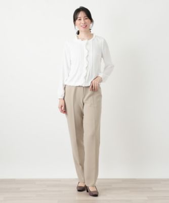 美品✨レリアン　フリルタック チュニック丈オーバーブラウス アイボリー　XL フリルタックブラウス【セレモニー】 | Leilian (Women)/レリアン