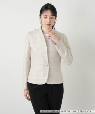 ＜Leilian (Women)＞ツイードＶネックジャケット【ＲＯＣＨＡＳ　Ｐｒｅｍｉｅｒｅ】