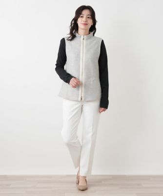 スタンドカラーラメジップベスト【ROCHAS Premiere 