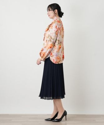 フラワー柄ボウタイブラウス【ROCHAS Premiere