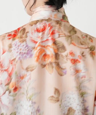 フラワー柄ボウタイブラウス【ROCHAS Premiere
