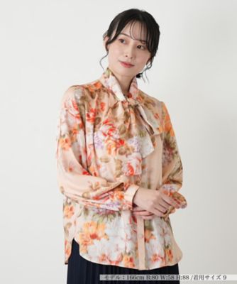 ＜Leilian (Women)＞フラワー柄ボウタイブラウス【ＲＯＣＨＡＳ　Ｐｒｅｍｉｅｒｅ】【ＥＲＩＣＡ】