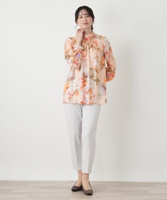 フラワー柄タックブラウス【ROCHAS Premiere