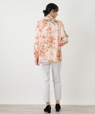 フラワー柄タックブラウス【ROCHAS Premiere