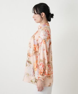 フラワー柄タックブラウス【ROCHAS Premiere