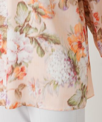 フラワー柄タックブラウス【ROCHAS Premiere