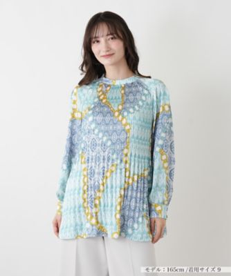 ＜Leilian (Women)＞プリントプリーツブラウス【ＲＯＣＨＡＳ　Ｐｒｅｍｉｅｒｅ】